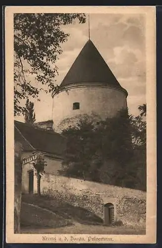 AK Krems /Donau, Pulverturm, von der Strasse gesehen