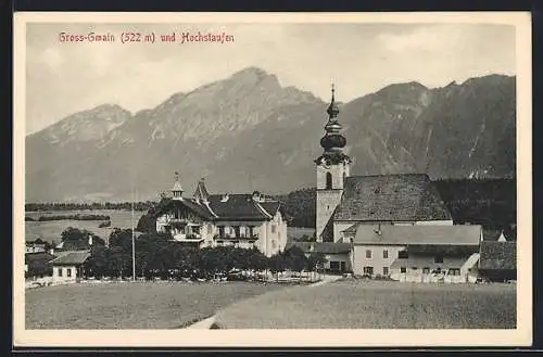 AK Gross-Gmain, Ortsansicht mit Hochstaufen