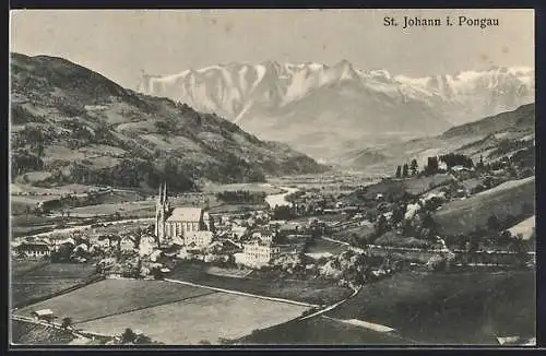 AK St. Johann i. Pongau, Totalansicht im Bergpanorama