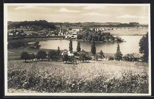 AK Mattsee in Salzburg, Ortsansicht vom Feld aus