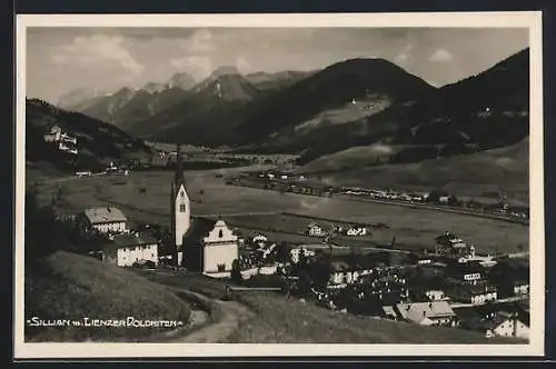 AK Sillian, Ortsansicht mit Lienzer Dolomiten