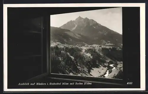 AK Mieders i. Stubaital, Fensterblick auf Serles