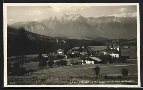 AK Schönberg, Totalansicht gegen die Innsbrucker Nordkette