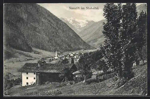 AK Neustift im Stubaital, Ortsansicht im Tal