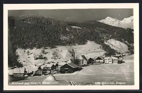 AK Serfaus /Tirol, Totalansicht im Winter gegen Fugler