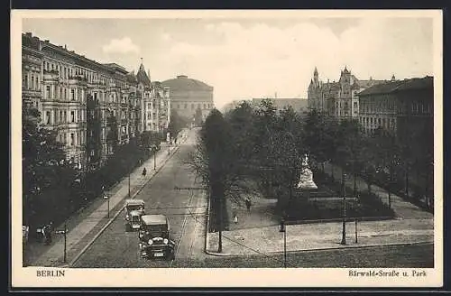 AK Berlin, Bärwaldstrasse mit Park