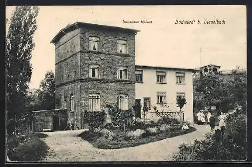 AK Hochstedt / Thür., Landhaus Roland mit Bediensteten und Gartenanlage