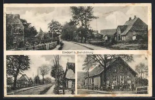 AK Elsdorf b. Rendsburg, Strassenpartien und Gasthaus