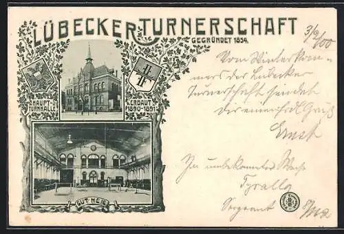 AK Lübeck, Lübecker Turnerschaft, Gegr. 1854, Haupt-Turnhalle, Erbaut 1890-1891