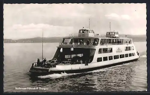 AK Bodensee-Fährschiff Thurgau auf der Überfahrt