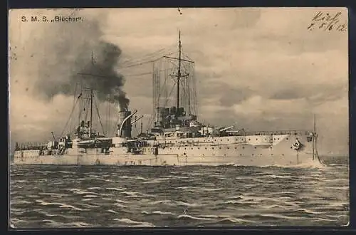 AK Kriegsschiff S. M. S. Blücher in Fahrt