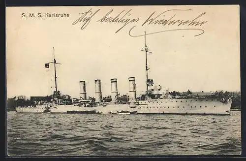 AK Kriegsschiff S. M. S. Karlsruhe auf dem Wasser