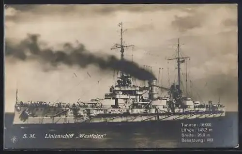 AK S. M. Linienschiff Westfalen, Kriegsschiff