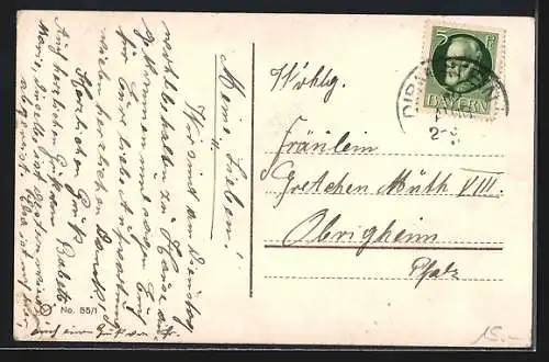 AK Kriegsschiff S.M.S. Augsburg auf See in Fahrt