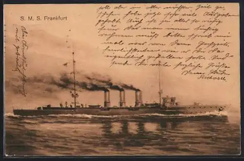 AK Kriegsschiff S.M.S. Frankfurt auf See