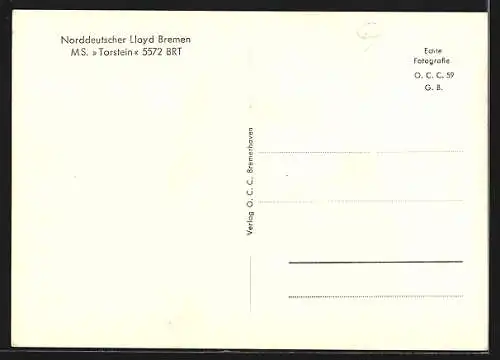 AK Handelsschiff MS Torstein des Norddeutschen Lloyd auf hoher See