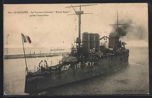 AK St-Nazaire, Croiseur-Cuirassé Ernest-Renan quitte l`Avant-Port, Kriegsschiff