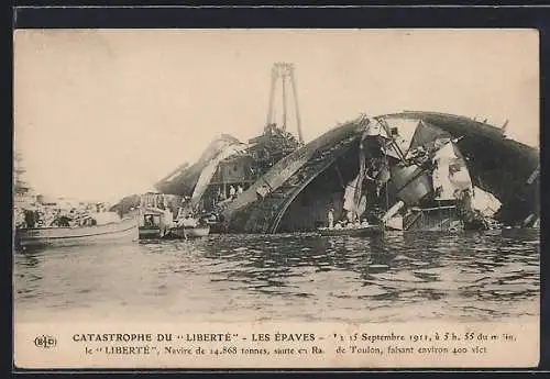 AK Toulon, Catastrophe du Liberté, les Épaves, 1911, Schiffsunglück