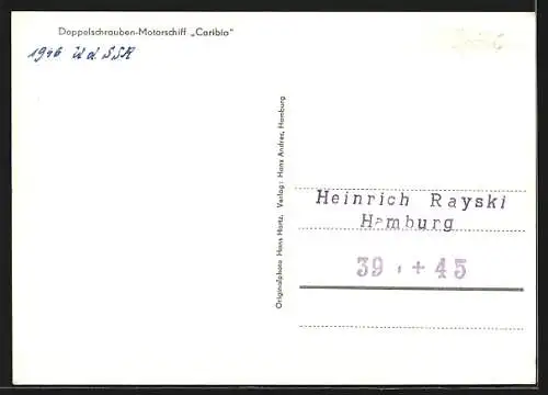 AK Passagierschiff Caribia nahe der Küste, Doppelschrauben-Motorschiff