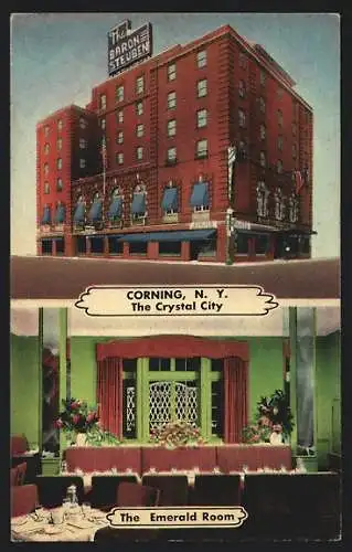 AK Corning, NY, The Baron Streuben Hotel, The Emerald Room