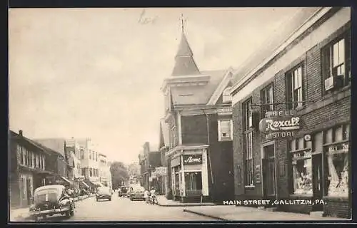 AK Gallitzin, PA, Main Street with Rexall Bell Store
