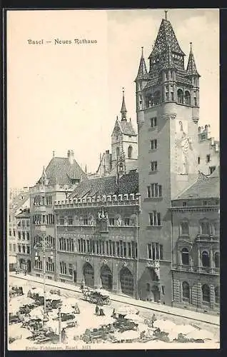 AK Basel, Markt vorm Rathaus