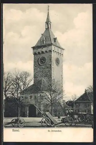 AK Basel, St. Johannthor im Sonnenschein