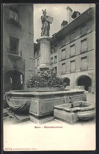 AK Bern, Mosesbrunnen am Münsterplatz