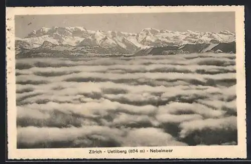 AK Zürich, Blick vom Uetliberg auf das Nebelmeer