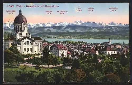 AK Zürich-Neumünster, Panorama mit Kreuzkirche