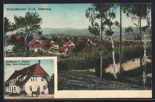 AK Holzhäusern, Gasthaus zum Stiefel K. Wachter, Totalansicht aus der Vogelschau