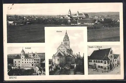 AK Brenz / Brenz, Gasthaus zum Hirsch, Schloss, Kirche und Totalansicht