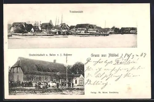 AK Nübbel, Gasthaus und Salon von J. Rohwer, Totalansicht