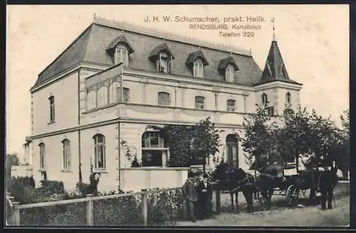 AK Rendsburg, Prakt. Heilk. von J. H. W. Schumacher, Kanalblick