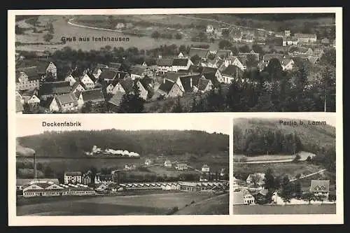 AK Iselshausen, Deckenfabrik, Partie b. Lamm, Totalansicht