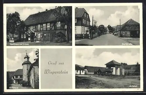 AK Wispenstein, Gasthaus zur Linde v. Georg Mischer, Dorfstrasse, Gutshaus und Gutshof