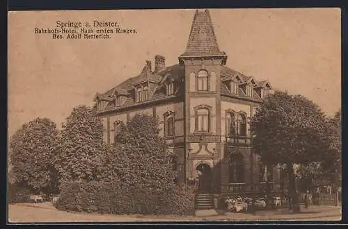 AK Springe a. Deister, Bahnhofs-Hotel v. Adolf Herterich