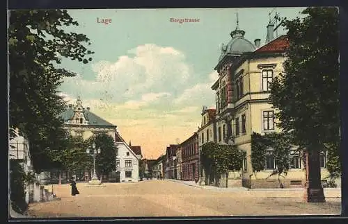 AK Lage / Lippe, Bergstrasse mit Wettersäule