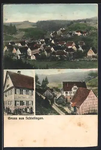 AK Schietingen, Das Gasthaus zum Adler, Ortsansicht