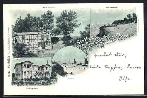 Lithographie Coserow, Hotel Seeblick, Streckelberg, Villa Schöneck, Strand