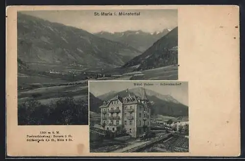 AK St. Maria i. Münstertal, Hotel Schweizerhof und Panorama