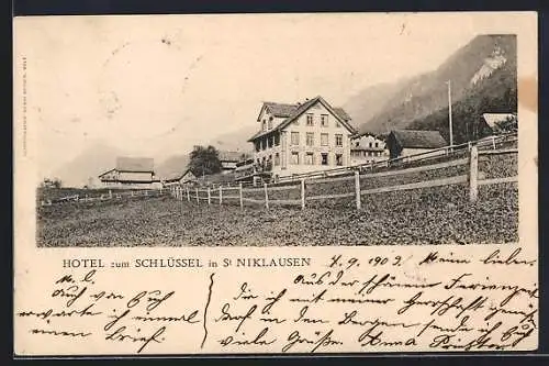 AK St. Niklausen, Gasthaus und Hotel zum Schlüssel