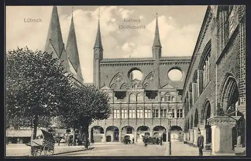 AK Lübeck, Südfassade vom Rathaus