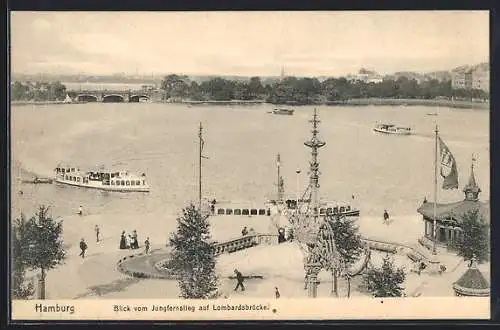 AK Hamburg-Neustadt, Blick vom Jungfernstieg auf Lombardsbrücke