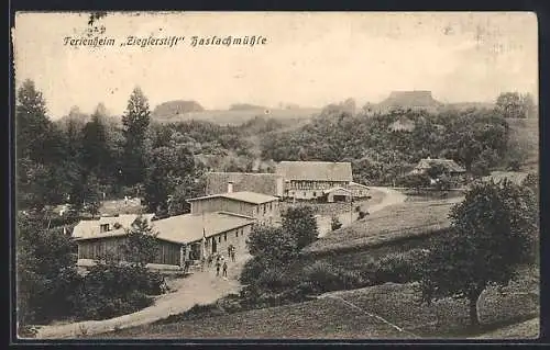 AK Haslachmühle, Ferienheim Zieglerstift aus der Vogelschau