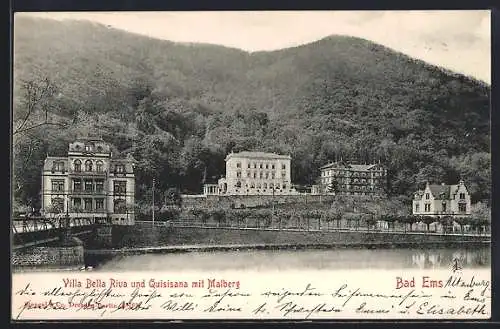 AK Bad Ems, Villa Bella Riva und Quisisana mit Malberg