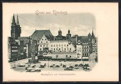 AK Nürnberg, Marktplatz mit Sebalduskirche