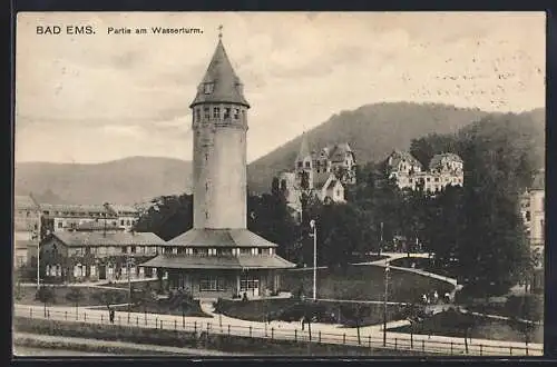 AK Bad Ems, Partie am Wasserturm