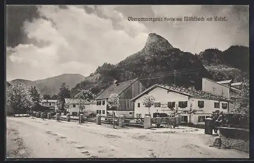 AK Oberammergau, Partie am Mühlbach mit Kofel