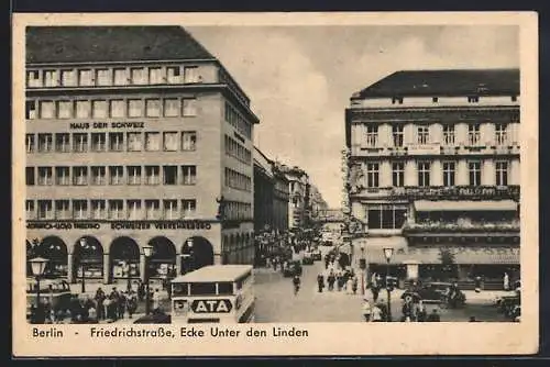 AK Berlin, Friedrichstrasse, Ecke Unter den Linden